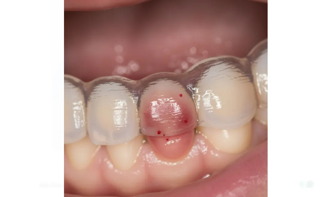 Inflamed gums caused by tight retainer fit