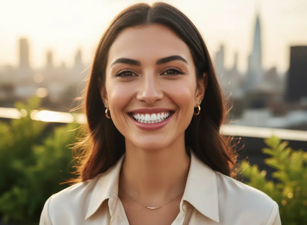 Confident smile maintained after orthodontic treatment with a retainer