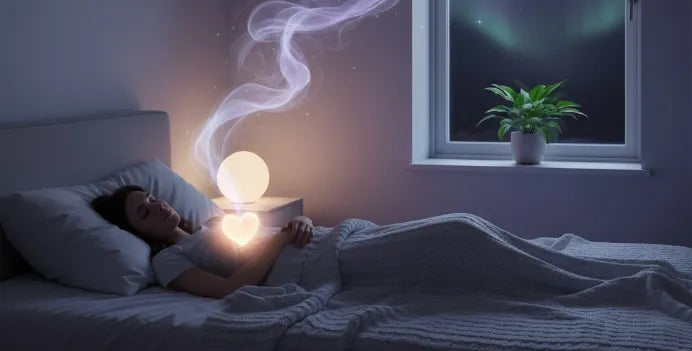 Calming sleep scene symbolizing both heart rest and stress relief.