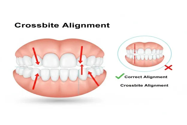 Dental illustration showing crossbite alignment